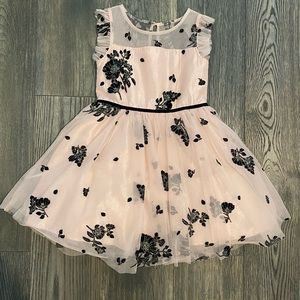 Zunie Light Pink Floral and Glitter Dress Size 7